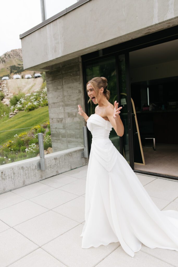 bride and groom during their private first look before the ceremony